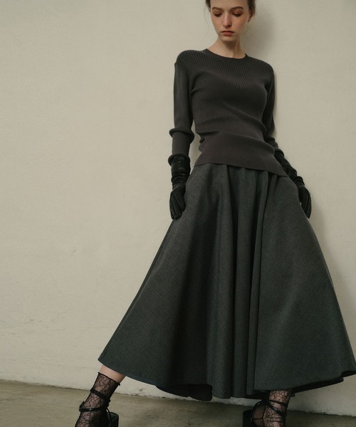 LE CIEL BLEU（ルシェルブルー）の「ストラクチャードサークルスカート / Structured Circle Skirt（スカート・レディース・キャメル/チャコールグレー・34/36/38）」の4枚目の写真