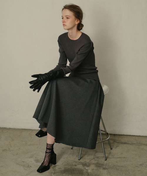 LE CIEL BLEU（ルシェルブルー）の「ストラクチャードサークルスカート / Structured Circle Skirt（スカート・レディース・キャメル/チャコールグレー・34/36/38）」の3枚目の写真