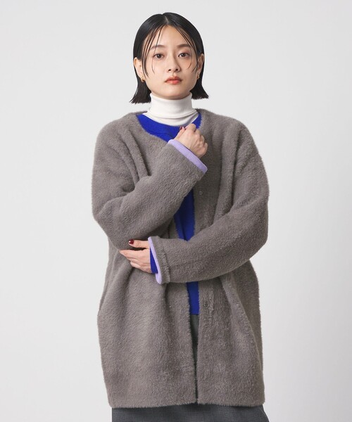 A DAY IN THE LIFE UNITED ARROWS(アデイインザライフユナイテッドアローズ)の「ダブルフェイス フェザーニットコート <A DAY IN THE LIFE>(その他アウター・レディース・ブラウン系/ロイヤルブルー/ベージュ/ダークグレー/オレンジ・FREE)」の3枚目の写真