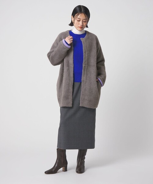 A DAY IN THE LIFE UNITED ARROWS(アデイインザライフユナイテッドアローズ)の「ダブルフェイス フェザーニットコート <A DAY IN THE LIFE>(その他アウター・レディース・ブラウン系/ロイヤルブルー/ベージュ/ダークグレー/オレンジ・FREE)」の7枚目の写真