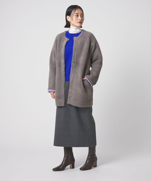 A DAY IN THE LIFE UNITED ARROWS(アデイインザライフユナイテッドアローズ)の「ダブルフェイス フェザーニットコート <A DAY IN THE LIFE>(その他アウター・レディース・ブラウン系/ロイヤルブルー/ベージュ/ダークグレー/オレンジ・FREE)」の8枚目の写真