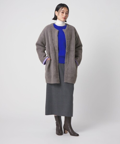 A DAY IN THE LIFE UNITED ARROWS(アデイインザライフユナイテッドアローズ)の「ダブルフェイス フェザーニットコート <A DAY IN THE LIFE>(その他アウター・レディース・ブラウン系/ロイヤルブルー/ベージュ/ダークグレー/オレンジ・FREE)」の9枚目の写真