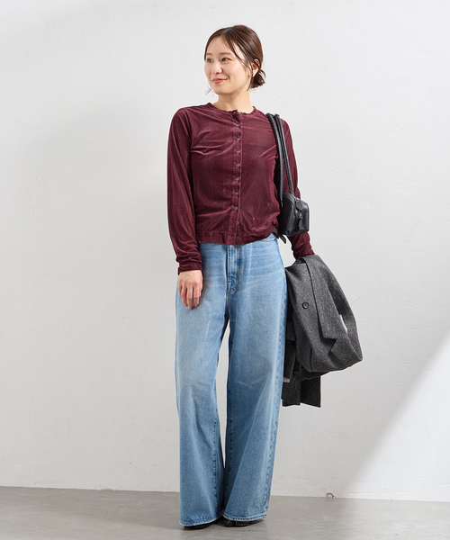 JOURNAL STANDARD（ジャーナルスタンダード）の「ハリヌキベロアカーディガン（カーディガン/ボレロ・レディース・ピンク/ボルドー/ネイビー・FREE）」の5枚目の写真