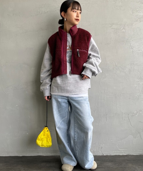 GYMPHLEX/ジムフレックス] COZY LIGHT ボアフリースショートベスト