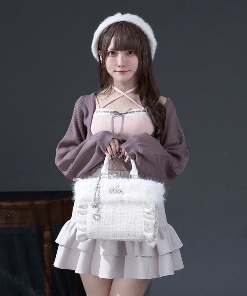 ファーツイード姫痛バ Pal ホワイト ファーツイード姫痛バ ファーツイード姫痛バ（ショルダーバッグ）｜Pal