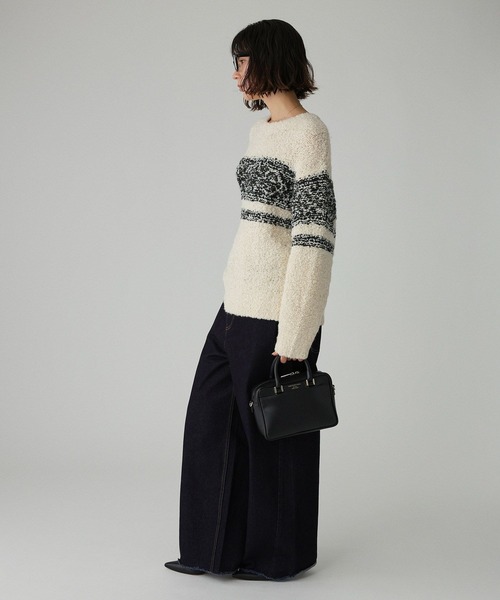 BABYLONE（バビロン）の「ブークレーバイカラープルオーバー（ニット/セーター・レディース・ホワイト/ブラウン・フリー）」の8枚目の写真