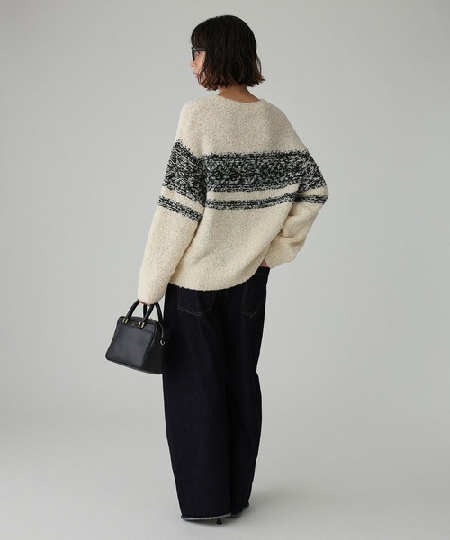 BABYLONE（バビロン）の「ブークレーバイカラープルオーバー（ニット/セーター・レディース・ホワイト/ブラウン・フリー）」の9枚目の写真