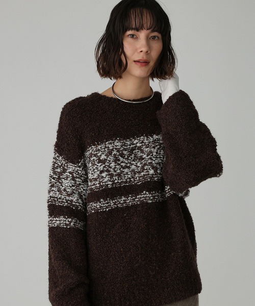 BABYLONE（バビロン）の「ブークレーバイカラープルオーバー（ニット/セーター・レディース・ホワイト/ブラウン・フリー）」の11枚目の写真