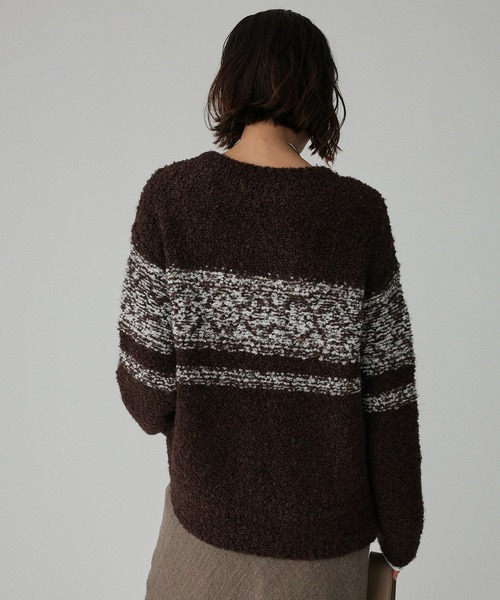 BABYLONE（バビロン）の「ブークレーバイカラープルオーバー（ニット/セーター・レディース・ホワイト/ブラウン・フリー）」の14枚目の写真