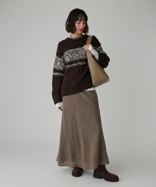 BABYLONE（バビロン）の「ブークレーバイカラープルオーバー（ニット/セーター・レディース・ホワイト/ブラウン・フリー）」の15枚目の写真