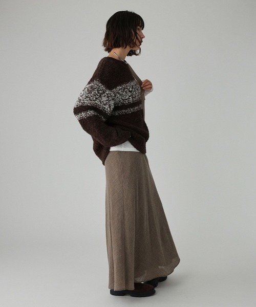 BABYLONE（バビロン）の「ブークレーバイカラープルオーバー（ニット/セーター・レディース・ホワイト/ブラウン・フリー）」の17枚目の写真