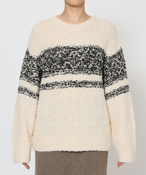 BABYLONE（バビロン）の「ブークレーバイカラープルオーバー（ニット/セーター・レディース・ホワイト/ブラウン・フリー）」の19枚目の写真