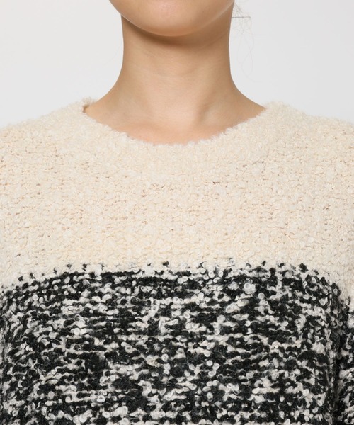 BABYLONE（バビロン）の「ブークレーバイカラープルオーバー（ニット/セーター・レディース・ホワイト/ブラウン・フリー）」の22枚目の写真