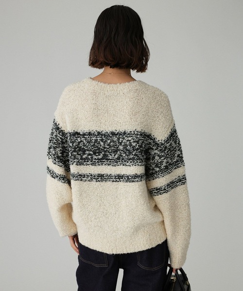 BABYLONE（バビロン）の「ブークレーバイカラープルオーバー（ニット/セーター・レディース・ホワイト/ブラウン・フリー）」の6枚目の写真