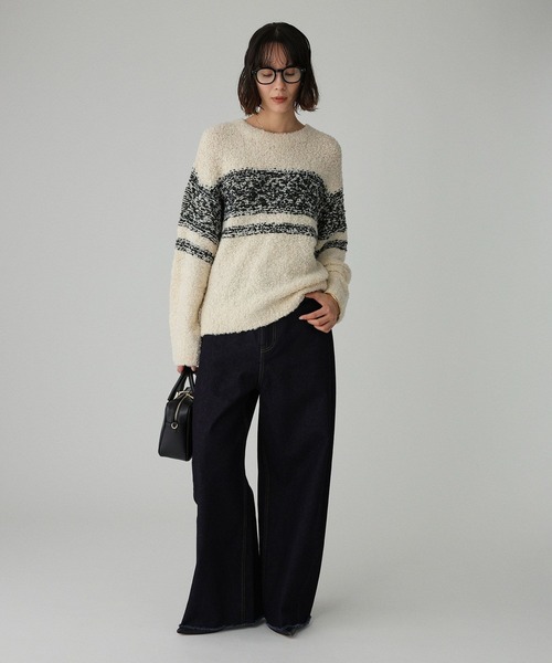 BABYLONE（バビロン）の「ブークレーバイカラープルオーバー（ニット/セーター・レディース・ホワイト/ブラウン・フリー）」の7枚目の写真