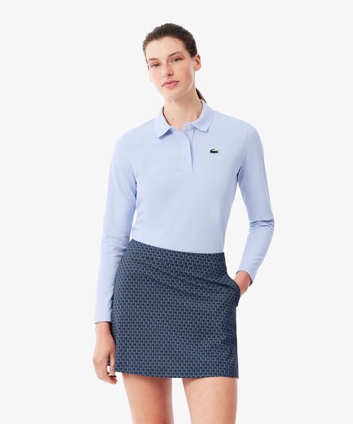 LACOSTE(ラコステ)の「ヒートレギュレーション&UVカット鹿の子ゴルフポロシャツ(ポロシャツ・レディース・ライトブルー/ホワイト/ネイビー/アクア・34/36/38)」の4枚目の写真