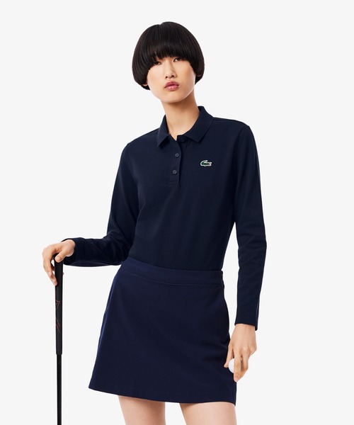 LACOSTE(ラコステ)の「ヒートレギュレーション&UVカット鹿の子ゴルフポロシャツ(ポロシャツ・レディース・ライトブルー/ホワイト/ネイビー/アクア・34/36/38)」の1枚目の写真