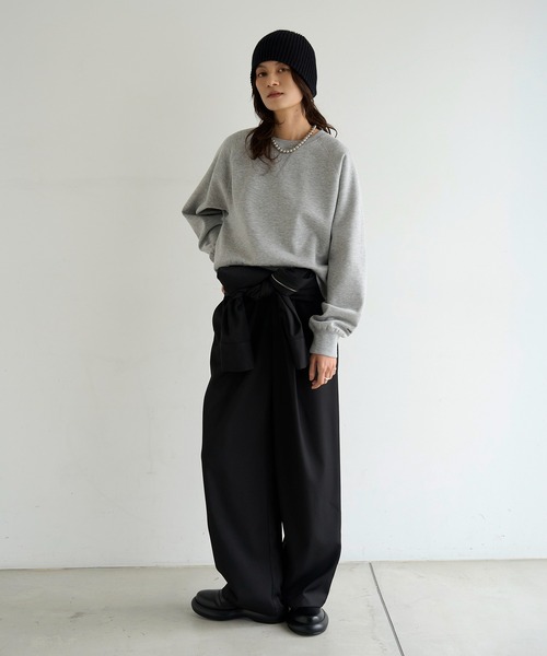 meilmada(メイルマダ)の「裏起毛ロゴ刺繍ショートスウェット(スウェット・レディース・ダークブラウン/グレー・FREE)」の7枚目の写真