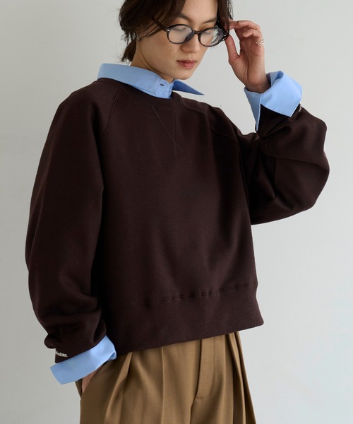 meilmada(メイルマダ)の「裏起毛ロゴ刺繍ショートスウェット(スウェット・レディース・ダークブラウン/グレー・FREE)」の14枚目の写真
