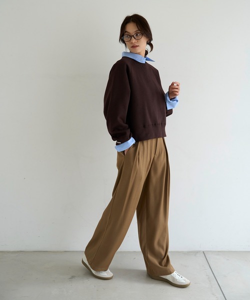 meilmada(メイルマダ)の「裏起毛ロゴ刺繍ショートスウェット(スウェット・レディース・ダークブラウン/グレー・FREE)」の18枚目の写真
