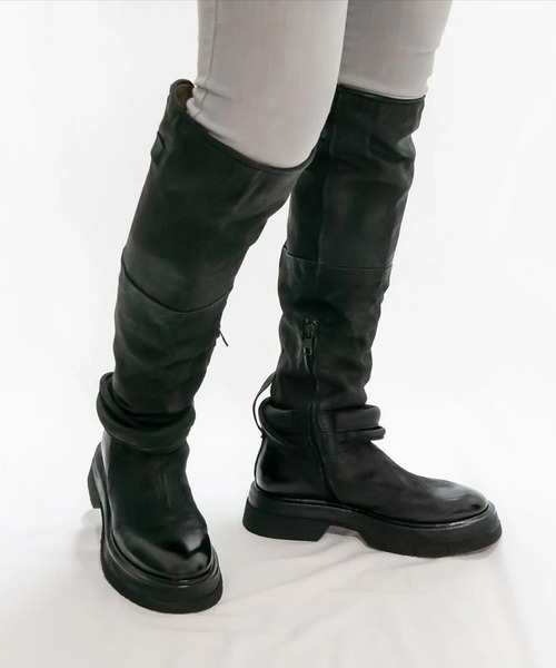 す*い様 新品未使用自宅保管A.S.98エアーステップ98黒ブラックスタッズブー セール】A.S.98 エアーステップ98 パデッドリングデザインロングブーツ