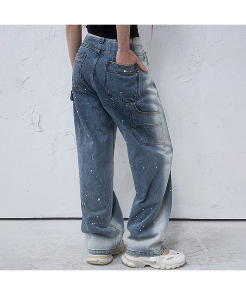 AVANDRESS(アバンドレス )の「Painting Hammer Wide Pants LIGHT BLUE(デニムパンツ・レディース・スカイブルー・X-SMALL/XX-SMALL/SMALL/MEDIUM/LARGE)」の1枚目の写真