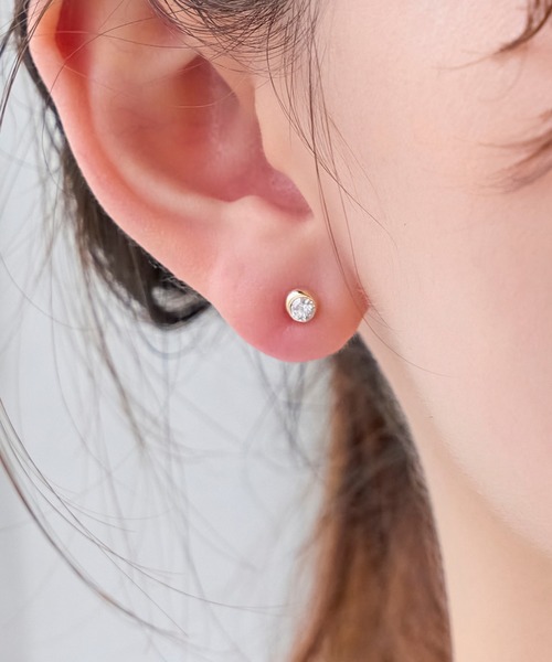 Phoebe（フィービィー）の「【金属アレルギー対応】ムーンライトビジューセラミックピアス（片耳）（ピアス（片耳用）・レディース・シャンパン・FREE）」の2枚目の写真