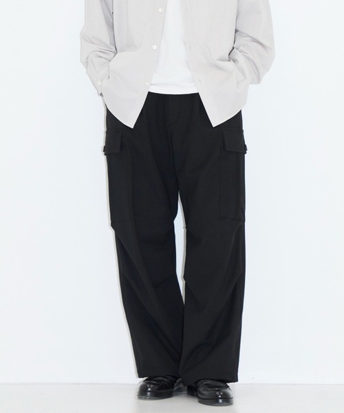 CITY TOKYO（シティトウキョウ）の「【CITY TOKYO/シティートーキョー】ﾀﾞﾌﾞﾙﾌﾗﾉｶｰｺﾞﾊﾟﾝﾂ（カーゴパンツ・メンズ・ブラック/カーキ・2/1）」の2枚目の写真