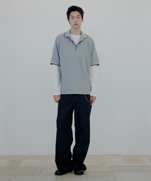 NUAKLE（ヌアクル）の「Line Pique Shirt_Gray（ポロシャツ・メンズ）」