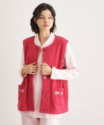 クチュールローズ柄 刺繍フリースベスト