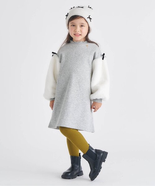 apres les cours(アプレレクール)の「【あったか/WEB限定】裏シャギー袖ボアワンピース(ワンピース・キッズ・ピンク/グレー/サックスブルー・80/90/100/110/120/130/140)」の4枚目の写真