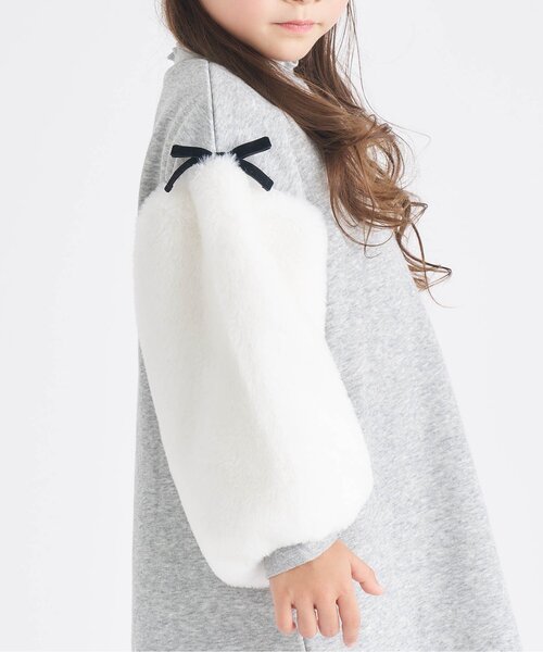 apres les cours(アプレレクール)の「【あったか/WEB限定】裏シャギー袖ボアワンピース(ワンピース・キッズ・ピンク/グレー/サックスブルー・80/90/100/110/120/130/140)」の6枚目の写真