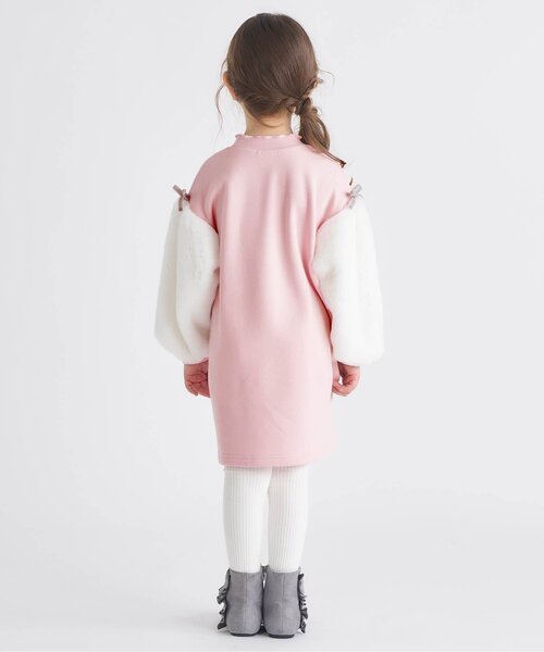 apres les cours(アプレレクール)の「【あったか/WEB限定】裏シャギー袖ボアワンピース(ワンピース・キッズ・ピンク/グレー/サックスブルー・80/90/100/110/120/130/140)」の8枚目の写真