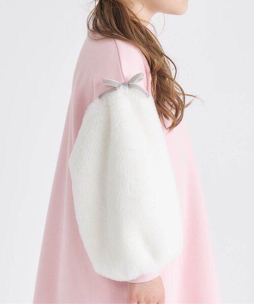 apres les cours(アプレレクール)の「【あったか/WEB限定】裏シャギー袖ボアワンピース(ワンピース・キッズ・ピンク/グレー/サックスブルー・80/90/100/110/120/130/140)」の9枚目の写真