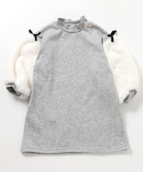 apres les cours(アプレレクール)の「【あったか/WEB限定】裏シャギー袖ボアワンピース(ワンピース・キッズ・ピンク/グレー/サックスブルー・80/90/100/110/120/130/140)」の13枚目の写真