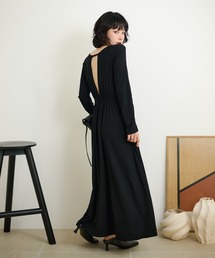 LAULEN | back open gather long dress /バックオープンギャザーロングドレス(ワンピース)