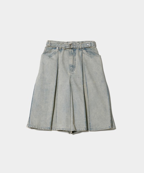 beautiful people（ビューティフルピープル）の「selvedge denim o/d  tuck skirt pants（デニムパンツ・レディース・サックスブルー/ベージュ・36/38）」の2枚目の写真