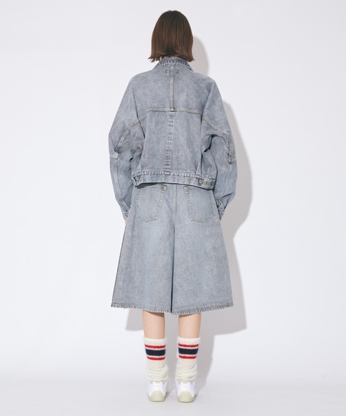 beautiful people（ビューティフルピープル）の「selvedge denim o/d  tuck skirt pants（デニムパンツ・レディース・サックスブルー/ベージュ・36/38）」の6枚目の写真