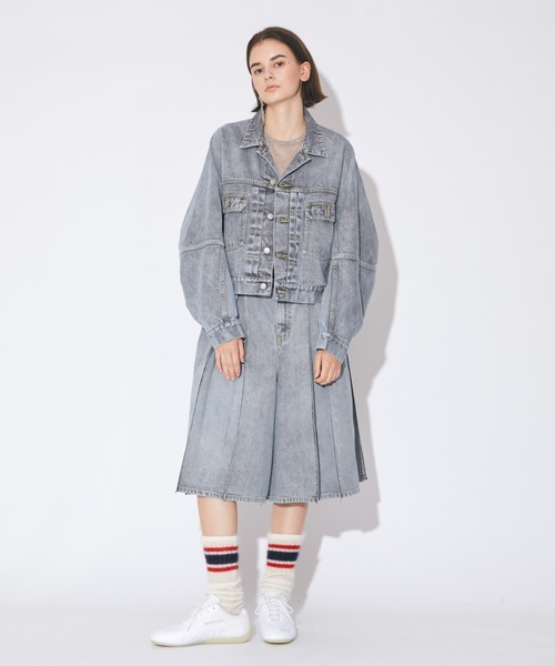 beautiful people（ビューティフルピープル）の「selvedge denim o/d  tuck skirt pants（デニムパンツ・レディース・サックスブルー/ベージュ・36/38）」の7枚目の写真