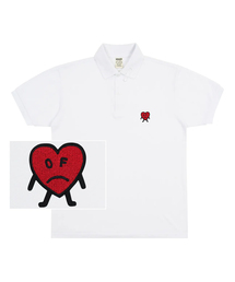 [UNISEX]図面ハート刺繍ピケ半袖Tシャツ_ホワイト