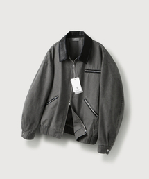 MOOD INSIDE（ムードインサイド）の「ウォッシュドレザーカラー ワークジャケット_チャコール（MA-1）」