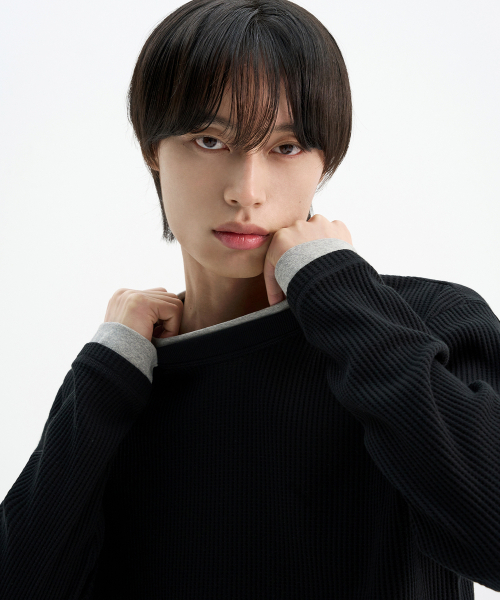 TRIP LE SENS(トリップ ル センス)の「ワッフル&レイヤードロングスリーブTシャツ_ブラック(Tシャツ/カットソー・メンズ・その他・MEDIUM/LARGE)」の7枚目の写真