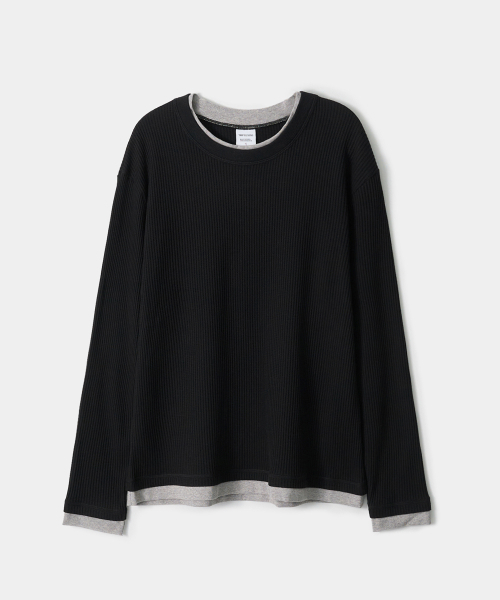 TRIP LE SENS(トリップ ル センス)の「ワッフル&レイヤードロングスリーブTシャツ_ブラック(Tシャツ/カットソー・メンズ・その他・MEDIUM/LARGE)」の5枚目の写真