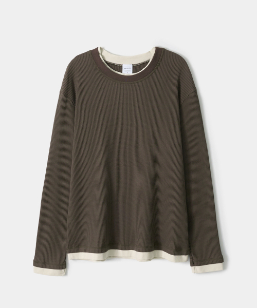 TRIP LE SENS(トリップ ル センス)の「ワッフル&レイヤードロングスリーブTシャツ_ブラック(Tシャツ/カットソー・メンズ・その他・MEDIUM/LARGE)」の3枚目の写真