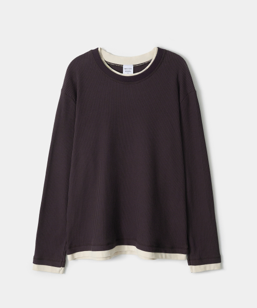TRIP LE SENS(トリップ ル センス)の「ワッフル&レイヤードロングスリーブTシャツ_ブラック(Tシャツ/カットソー・メンズ・その他・MEDIUM/LARGE)」の2枚目の写真
