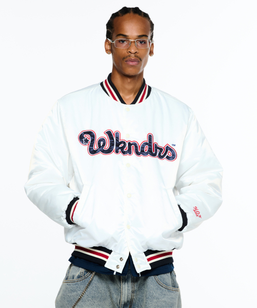 WKNDRS(ウィーキャンドース)の「CLASSIC BASEBALL JK (WHITE)(スタジャン・レディース・その他・X-LARGE/MEDIUM/LARGE)」の7枚目の写真