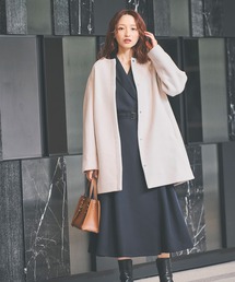 Sirin（シリン）の「【PECOLAMB】 ウールメルトンノーカラーコート（ノーカラーコート）」