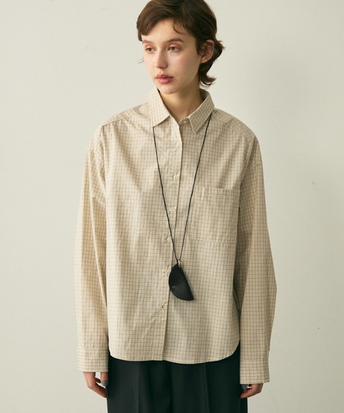 full/fill.（フルフィル）の「natural check shirt / ナチュラルチェックシャツ（シャツ/ブラウス・レディース・ブラウン/ブルー・FREE）」の3枚目の写真