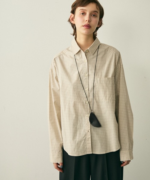 full/fill.（フルフィル）の「natural check shirt / ナチュラルチェックシャツ（シャツ/ブラウス・レディース・ブラウン/ブルー・FREE）」の4枚目の写真