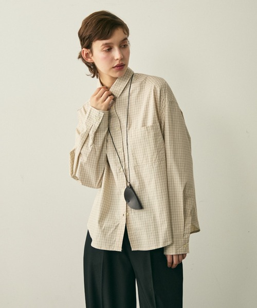 full/fill.（フルフィル）の「natural check shirt / ナチュラルチェックシャツ（シャツ/ブラウス・レディース・ブラウン/ブルー・FREE）」の6枚目の写真
